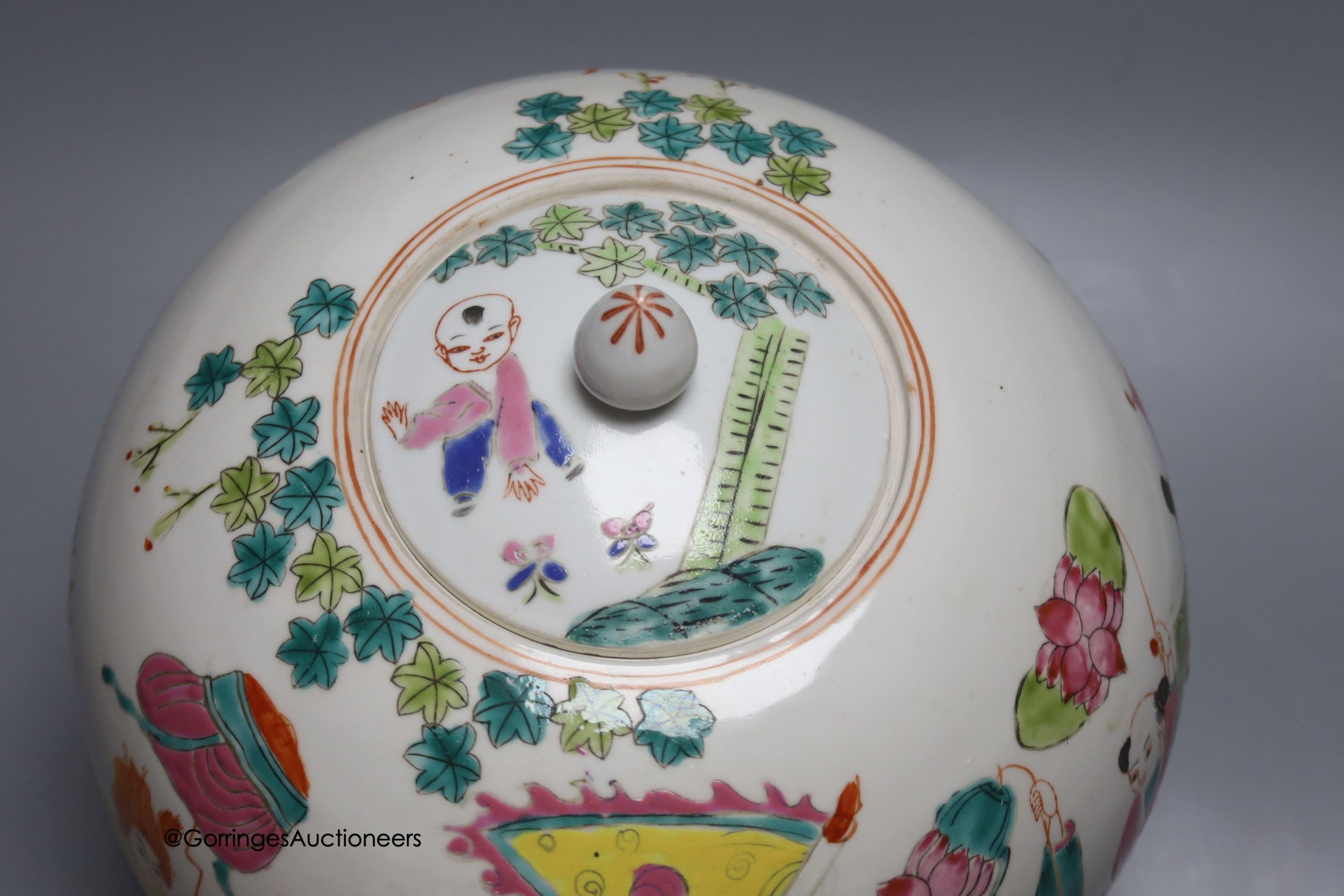 A Chinese famille rose jar and cover, height 24cm